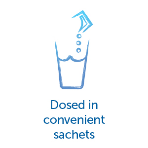 Dosed in convenient sachets.