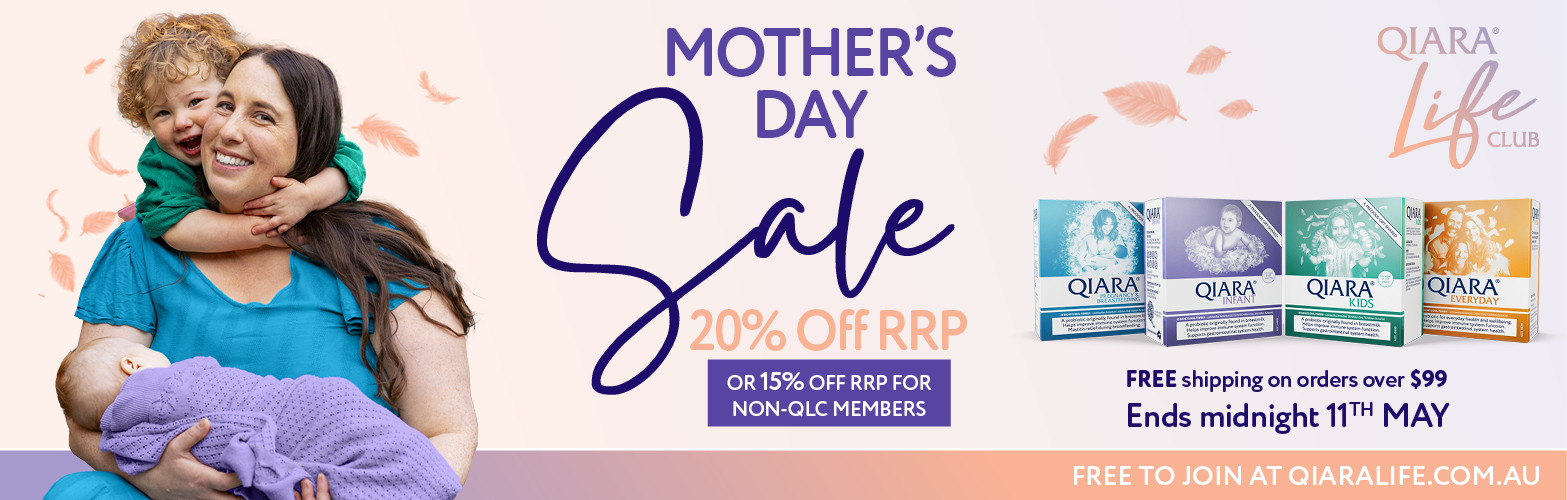 Qiara Mother's Day Sale! 20% off RRP for Qiara Life Club members, 15% off RRP for non-members. Free shipping on orders over $99. Ends midnight 11th MAY. Free to join at qiaralife.com.au