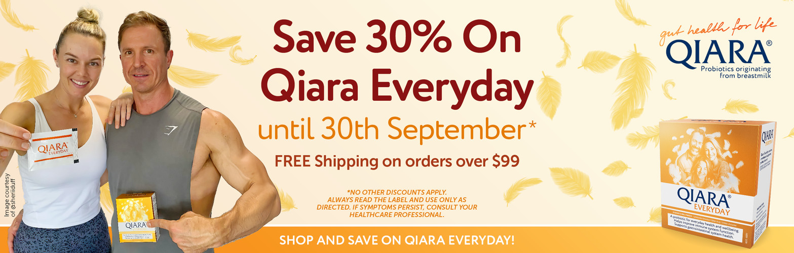 Save 30% On Qiara Everyday until 30th September. Free Shipping on orders over $99. *30% off RRP, no other discounts apply.
